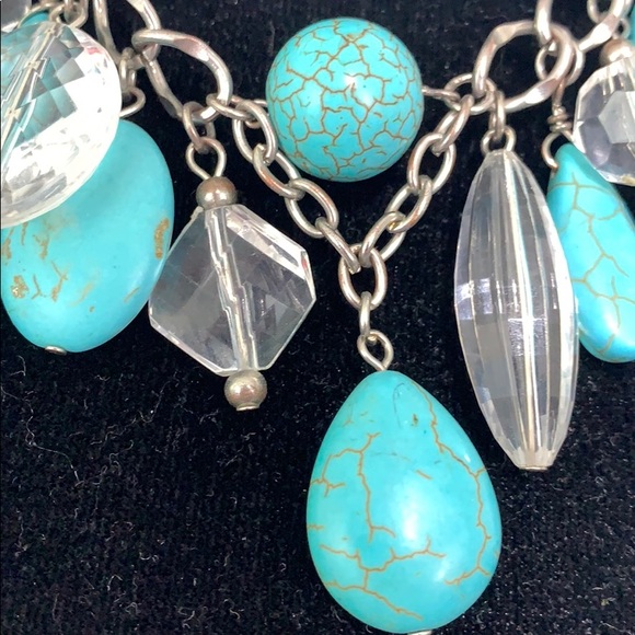 Turquoise and clear acrylic statement necklace - Picture 2 of 7